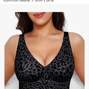 Black Leopard Print T-Shirt Bra
